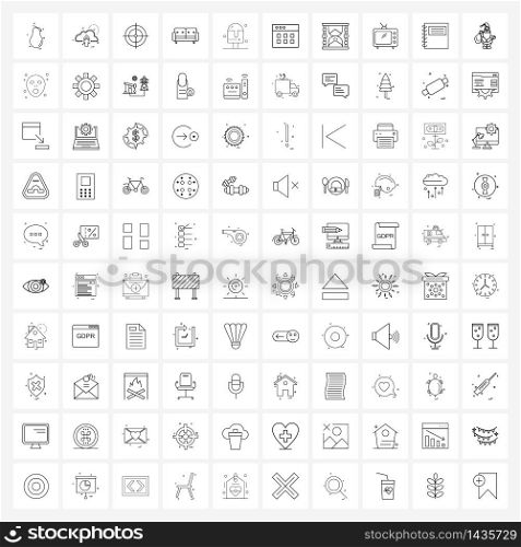 100 Universal Line Icon Pixel Perfect Symbols of ice cream, couch, network, furniture, health Vector Illustration