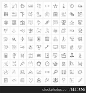 100 Universal Line Icon Pixel Perfect Symbols of store, student, apartment, school, card Vector Illustration