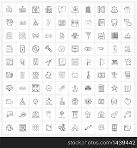 100 Universal Line Icons for Web and Mobile email, school, identity, elementary, leaf Vector Illustration