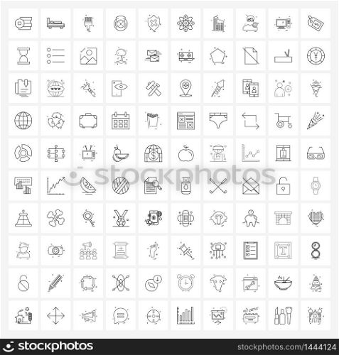 100 Universal Line Icons for Web and Mobile mechanics, car, sleep, project, paint Vector Illustration
