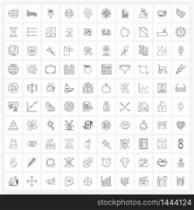 100 Universal Line Icons for Web and Mobile mechanics, car, sleep, project, paint Vector Illustration