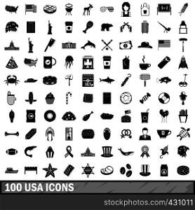 100 USA icons set in simple style for any design vector illustration. 100 USA icons set, simple style