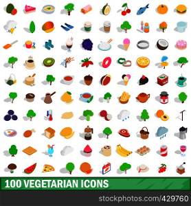 100 vegetarian icons set in isometric 3d style for any design vector illustration. 100 vegetarian icons set, isometric 3d style