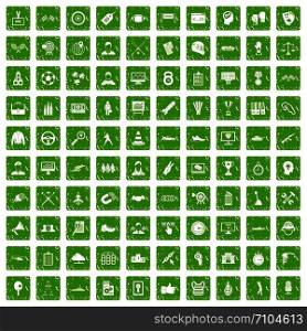 100 victory icons set in grunge style green color isolated on white background vector illustration. 100 victory icons set grunge green