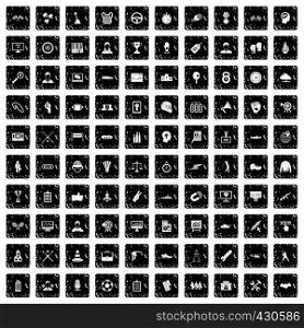 100 victory icons set in grunge style isolated vector illustration. 100 victory icons set, grunge style