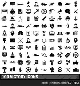 100 victory icons set in simple style for any design vector illustration. 100 victory icons set, simple style