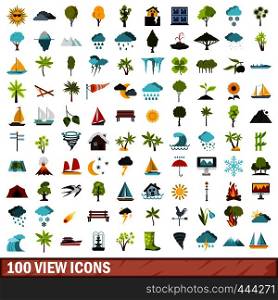 100 view icons set in flat style for any design vector illustration. 100 view icons set, flat style