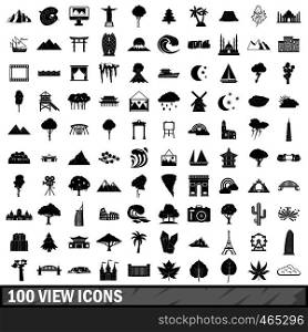 100 view icons set in simple style for any design vector illustration. 100 view icons set, simple style