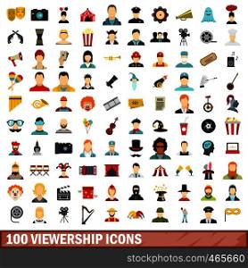 100 viewership icons set in flat style for any design vector illustration. 100 viewership icons set, flat style