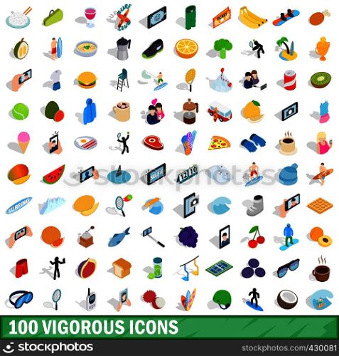 100 vigorous icons set in isometric 3d style for any design vector illustration. 100 vigorous icons set, isometric 3d style