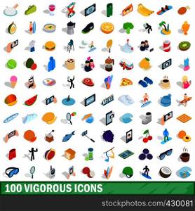 100 vigorous icons set in isometric 3d style for any design vector illustration. 100 vigorous icons set, isometric 3d style