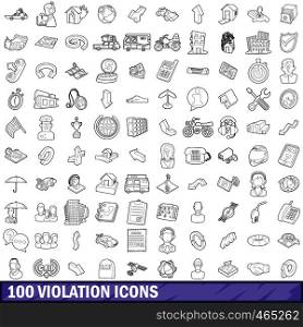 100 violation icons set in outline style for any design vector illustration. 100 violation icons set, outline style