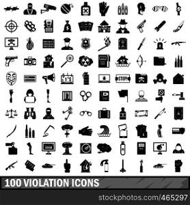 100 violation icons set in simple style for any design vector illustration. 100 violation icons set, simple style