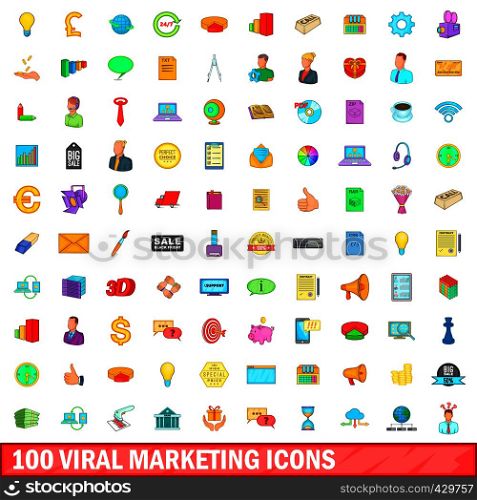 100 viral marketing icons set in cartoon style for any design vector illustration. 100 viral marketing icons set, cartoon style
