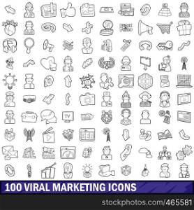 100 viral marketing icons set in outline style for any design vector illustration. 100 viral marketing icons set, outline style