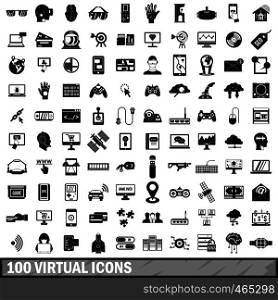 100 virtual icons set in simple style for any design vector illustration. 100 virtual icons set, simple style