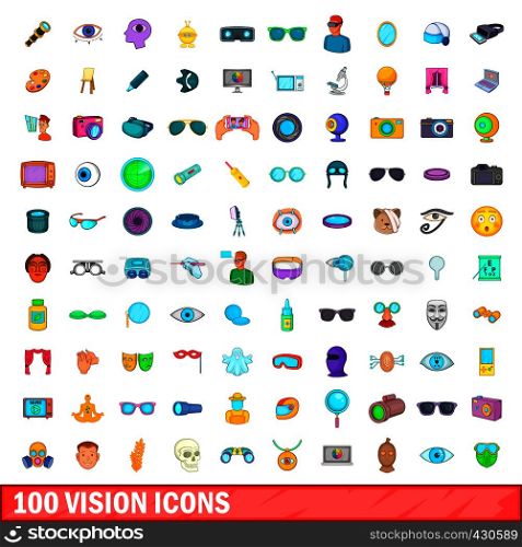 100 vision icons set in cartoon style for any design vector illustration. 100 vision icons set, cartoon style