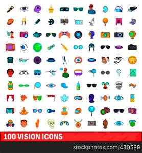 100 vision icons set in cartoon style for any design vector illustration. 100 vision icons set, cartoon style