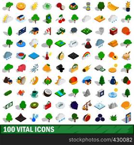 100 vital icons set in isometric 3d style for any design vector illustration. 100 vital icons set, isometric 3d style