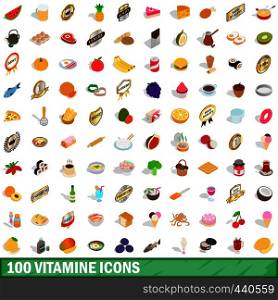 100 vitamine icons set in isometric 3d style for any design vector illustration. 100 vitamine icons set, isometric 3d style