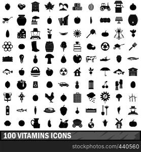 100 vitamins icons set in simple style for any design vector illustration. 100 vitamins icons set, simple style