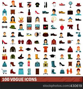 100 vogue icons set in flat style for any design vector illustration. 100 vogue icons set, flat style