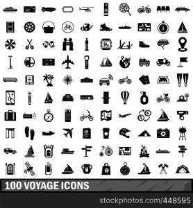100 voyage icons set in simple style for any design vector illustration. 100 voyage icons set, simple style