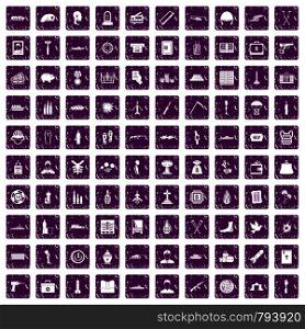 100 war crimes icons set in grunge style purple color isolated on white background vector illustration. 100 war crimes icons set grunge purple