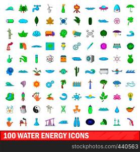 100 water energy icons set in cartoon style for any design vector illustration. 100 water energy icons set, cartoon style
