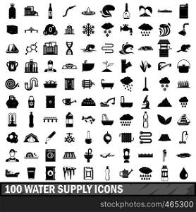 100 water supply icons set in simple style for any design vector illustration. 100 water supply icons set, simple style