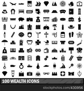 100 wealth icons set in simple style for any design vector illustration. 100 wealth icons set, simple style