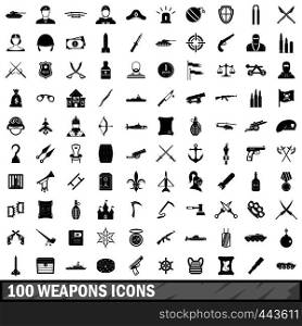100 weapons icons set in simple style for any design vector illustration. 100 weapons icons set, simple style
