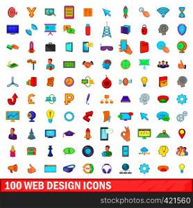 100 web design icons set in cartoon style for any design vector illustration. 100 web design icons set, cartoon style