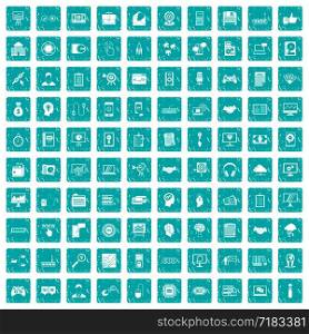 100 web development icons set in grunge style blue color isolated on white background vector illustration. 100 web development icons set grunge blue