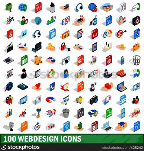 100 webdesign icons set in isometric 3d style for any design vector illustration. 100 webdesign icons set, isometric 3d style