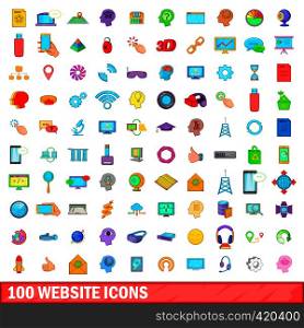 100 website icons set in cartoon style for any design vector illustration. 100 website icons set, cartoon style