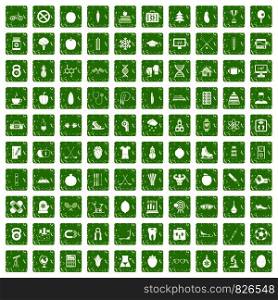 100 well person icons set in grunge style green color isolated on white background vector illustration. 100 well person icons set grunge green