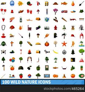 100 wild nature icons set in cartoon style for any design vector illustration. 100 wild nature icons set, cartoon style