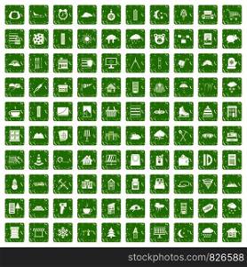 100 windows icons set in grunge style green color isolated on white background vector illustration. 100 windows icons set grunge green
