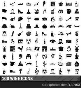 100 wine icons set in simple style for any design vector illustration. 100 wine icons set, simple style