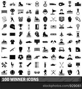 100 winner icons set in simple style for any design vector illustration. 100 winner icons set, simple style