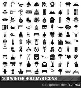 100 winter holidays icons set in simple style for any design vector illustration. 100 winter holidays icons set, simple style