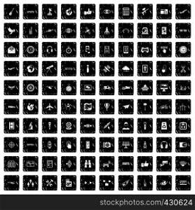100 wireless technology icons set in grunge style isolated vector illustration. 100 wireless technology icons set, grunge style