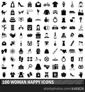 100 woman happy icons set in simple style for any design vector illustration. 100 woman happy icons set, simple style