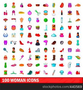 100 woman icons set in cartoon style for any design vector illustration. 100 woman icons set, cartoon style