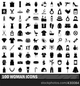 100 woman icons set in simple style for any design vector illustration. 100 woman icons set, simple style