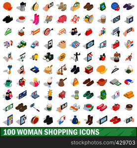 100 woman shopping icons set in isometric 3d style for any design vector illustration. 100 woman shopping icons set, isometric 3d style