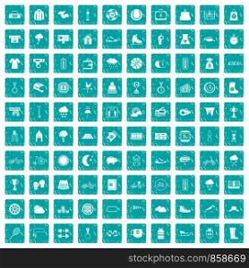 100 woman sport icons set in grunge style blue color isolated on white background vector illustration. 100 woman sport icons set grunge blue