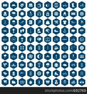 100 woman sport icons set in sapphirine hexagon isolated vector illustration. 100 woman sport icons sapphirine violet