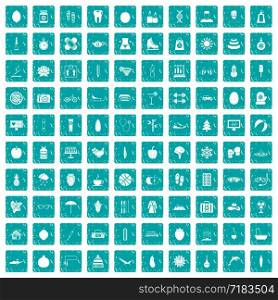 100 women health icons set in grunge style blue color isolated on white background vector illustration. 100 women health icons set grunge blue